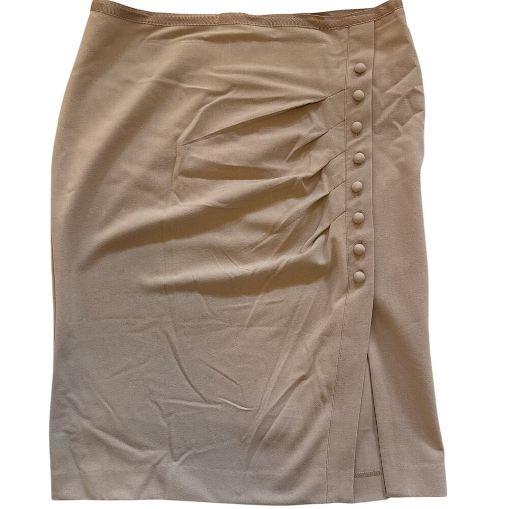 Chic Fall Taupe Button Front Pencil Skirt